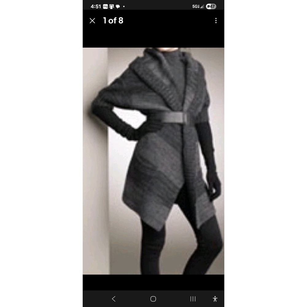 VINCE CASHMERE WOOL ALPACA GRAY BLACK OPEN FRONT HOODIE CARDIGAN SWEATER SMALL